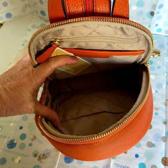 MICHAEL KORS SMALL LEATHER BACKPACK IN TANGERINE main image 5